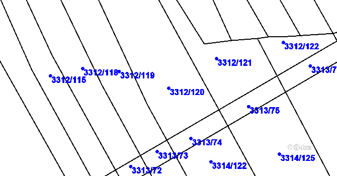 Parcela st. 3312/120 v KÚ Kunovice u Uherského Hradiště, Katastrální mapa
