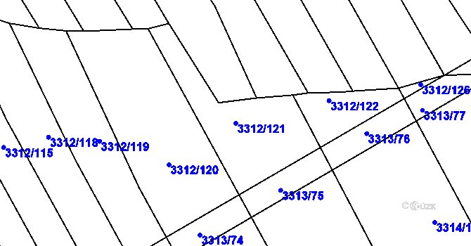 Parcela st. 3312/121 v KÚ Kunovice u Uherského Hradiště, Katastrální mapa