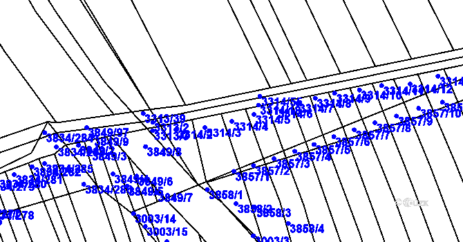 Parcela st. 3314/4 v KÚ Kunovice u Uherského Hradiště, Katastrální mapa