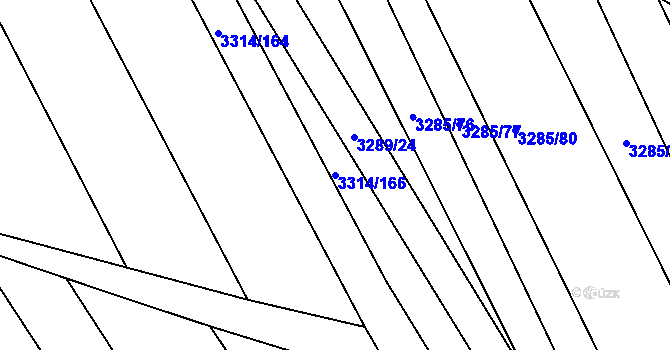 Parcela st. 3314/166 v KÚ Kunovice u Uherského Hradiště, Katastrální mapa