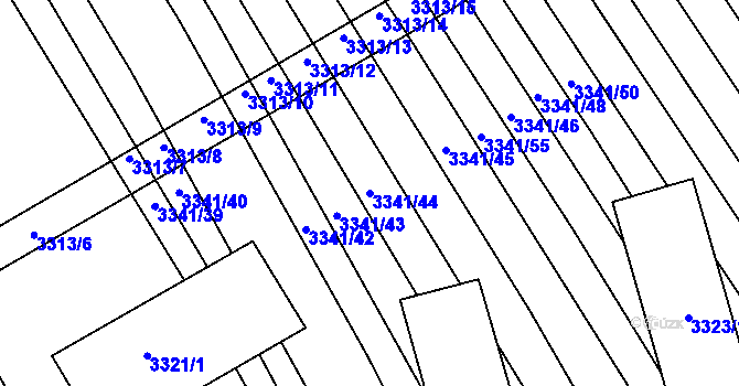 Parcela st. 3341/44 v KÚ Kunovice u Uherského Hradiště, Katastrální mapa
