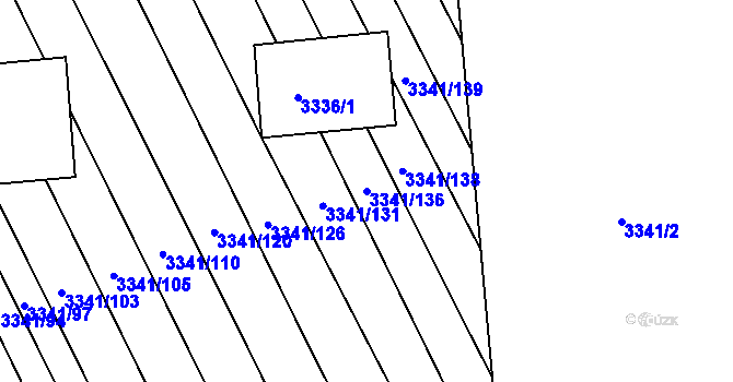 Parcela st. 3341/136 v KÚ Kunovice u Uherského Hradiště, Katastrální mapa