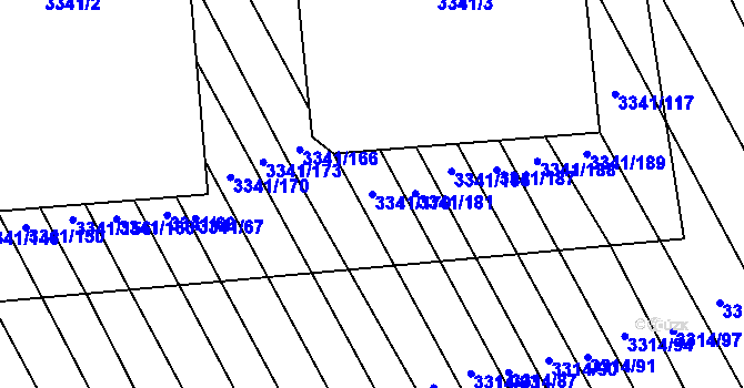 Parcela st. 3341/179 v KÚ Kunovice u Uherského Hradiště, Katastrální mapa