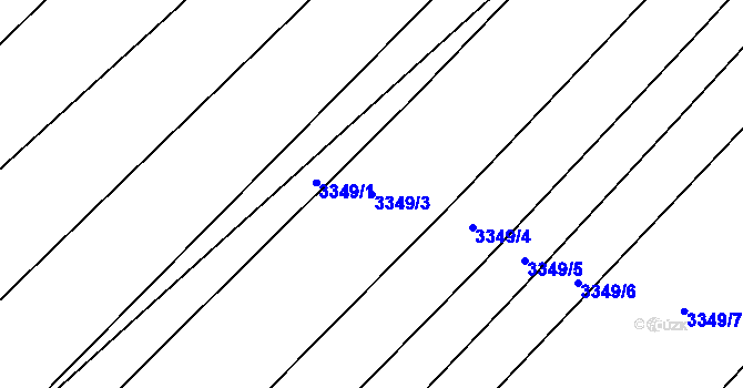 Parcela st. 3349/3 v KÚ Kunovice u Uherského Hradiště, Katastrální mapa