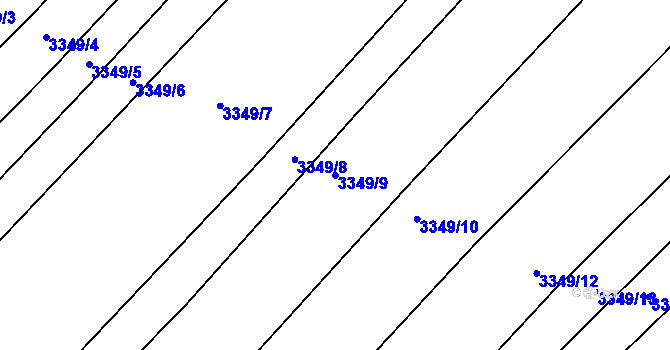 Parcela st. 3349/9 v KÚ Kunovice u Uherského Hradiště, Katastrální mapa