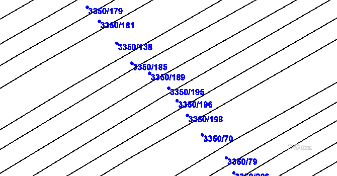 Parcela st. 3350/195 v KÚ Kunovice u Uherského Hradiště, Katastrální mapa