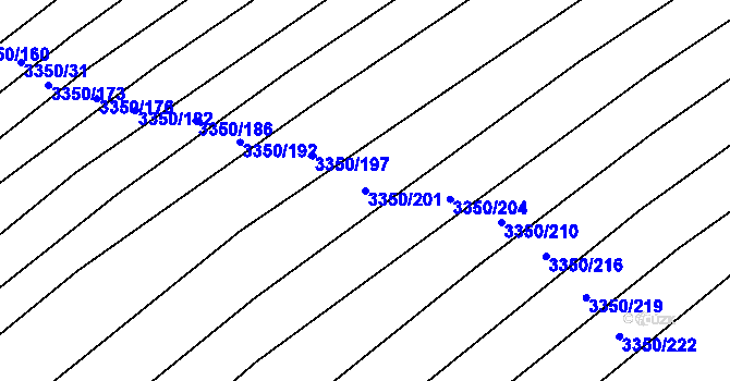 Parcela st. 3350/201 v KÚ Kunovice u Uherského Hradiště, Katastrální mapa