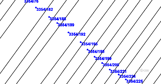 Parcela st. 3354/195 v KÚ Kunovice u Uherského Hradiště, Katastrální mapa