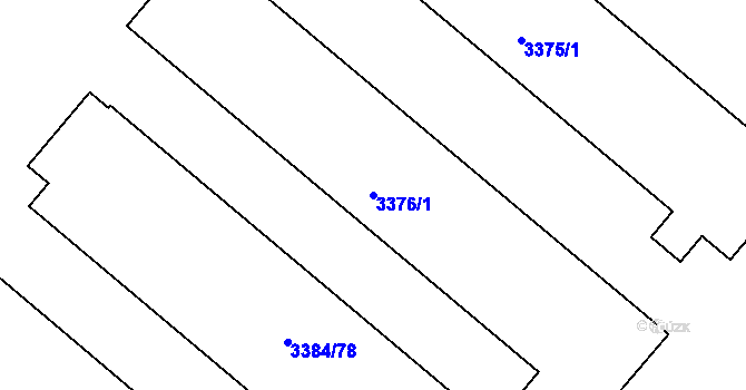 Parcela st. 3376/1 v KÚ Kunovice u Uherského Hradiště, Katastrální mapa