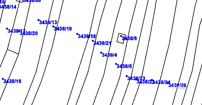 Parcela st. 3438/4 v KÚ Kunovice u Uherského Hradiště, Katastrální mapa