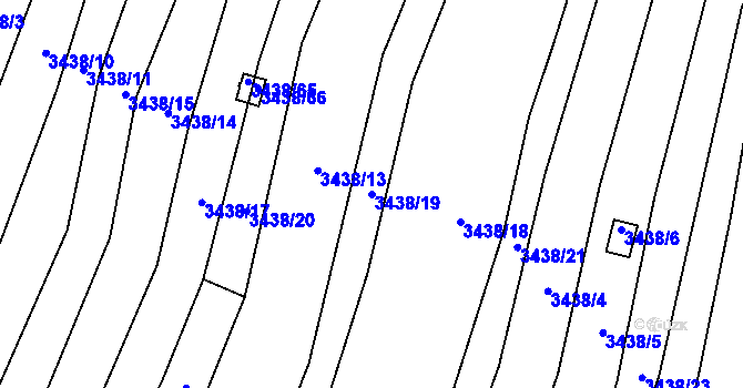 Parcela st. 3438/19 v KÚ Kunovice u Uherského Hradiště, Katastrální mapa