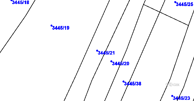 Parcela st. 3445/21 v KÚ Kunovice u Uherského Hradiště, Katastrální mapa