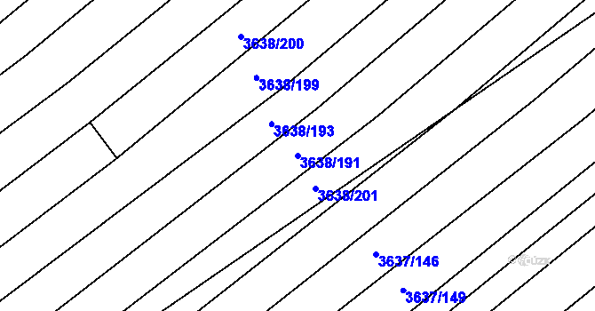 Parcela st. 3638/191 v KÚ Kunovice u Uherského Hradiště, Katastrální mapa