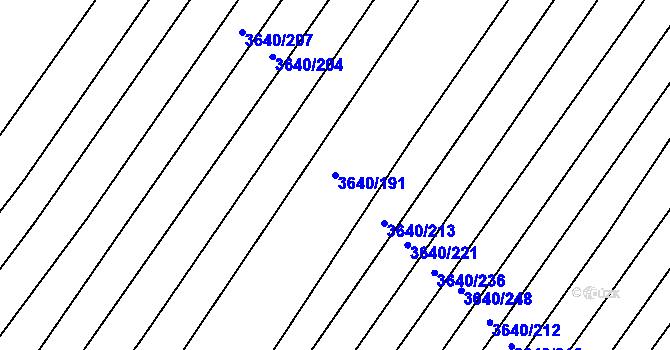 Parcela st. 3640/191 v KÚ Kunovice u Uherského Hradiště, Katastrální mapa