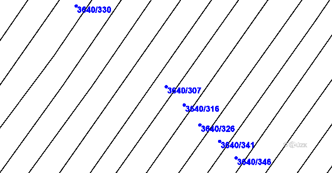 Parcela st. 3640/307 v KÚ Kunovice u Uherského Hradiště, Katastrální mapa