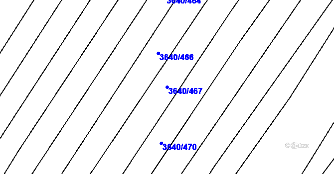 Parcela st. 3640/467 v KÚ Kunovice u Uherského Hradiště, Katastrální mapa
