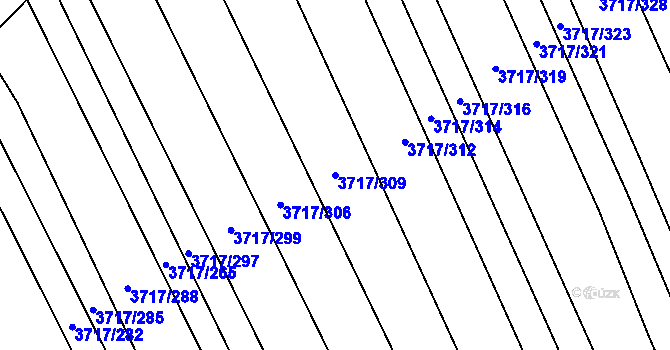 Parcela st. 3717/309 v KÚ Kunovice u Uherského Hradiště, Katastrální mapa