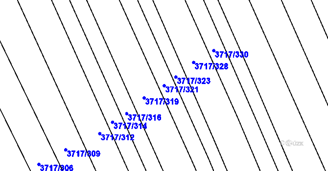 Parcela st. 3717/321 v KÚ Kunovice u Uherského Hradiště, Katastrální mapa