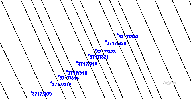 Parcela st. 3717/323 v KÚ Kunovice u Uherského Hradiště, Katastrální mapa