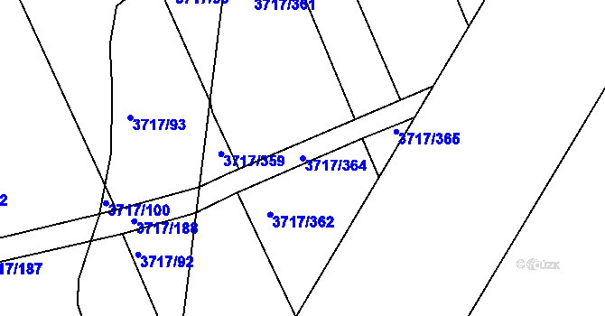 Parcela st. 3717/364 v KÚ Kunovice u Uherského Hradiště, Katastrální mapa