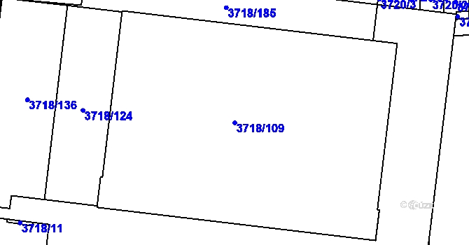 Parcela st. 3718/109 v KÚ Kunovice u Uherského Hradiště, Katastrální mapa