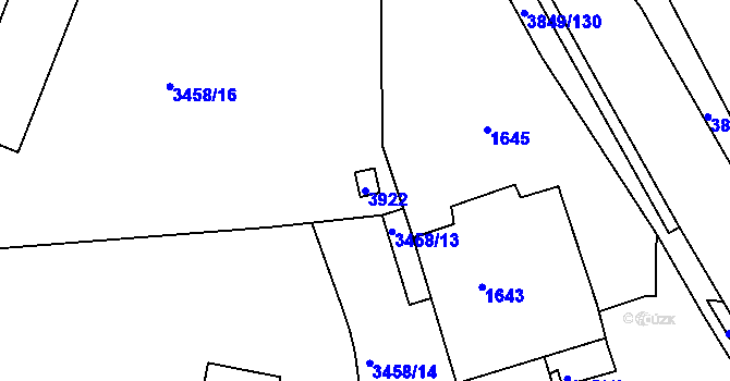 Parcela st. 3922 v KÚ Kunovice u Uherského Hradiště, Katastrální mapa