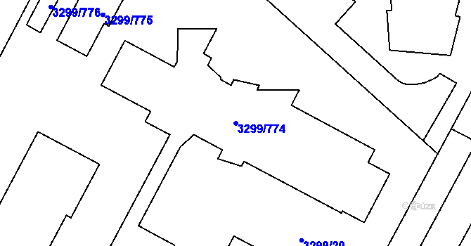 Parcela st. 3299/774 v KÚ Kunovice u Uherského Hradiště, Katastrální mapa
