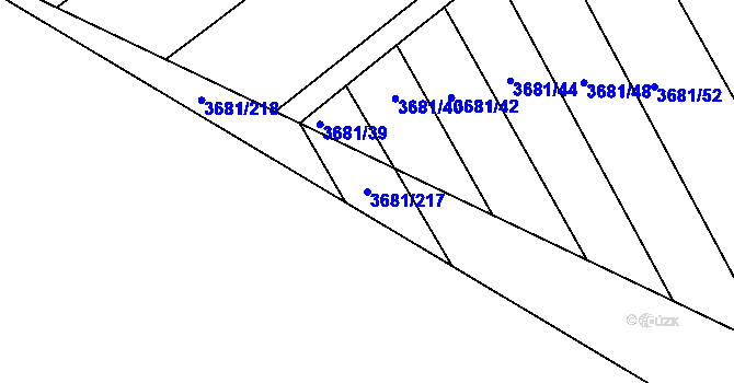 Parcela st. 3681/217 v KÚ Kunovice u Uherského Hradiště, Katastrální mapa