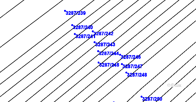 Parcela st. 3287/244 v KÚ Kunovice u Uherského Hradiště, Katastrální mapa