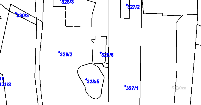 Parcela st. 328/6 v KÚ Kunovice u Uherského Hradiště, Katastrální mapa