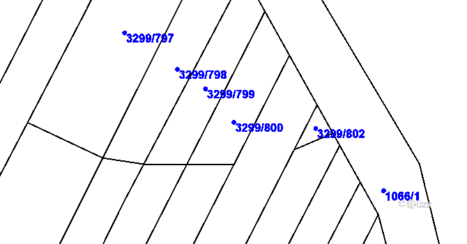 Parcela st. 3299/800 v KÚ Kunovice u Uherského Hradiště, Katastrální mapa