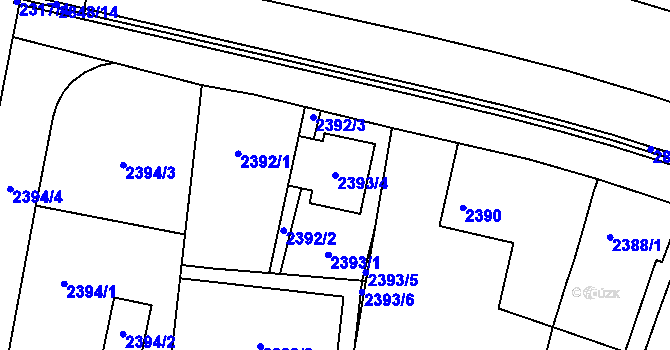 Parcela st. 2393/4 v KÚ Kunovice u Uherského Hradiště, Katastrální mapa