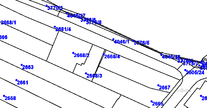 Parcela st. 2668/4 v KÚ Kunovice u Uherského Hradiště, Katastrální mapa