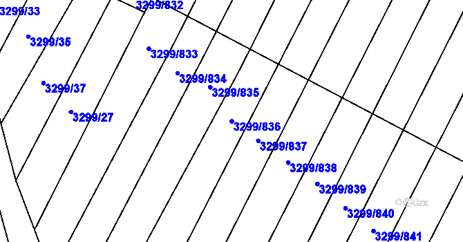 Parcela st. 3299/836 v KÚ Kunovice u Uherského Hradiště, Katastrální mapa