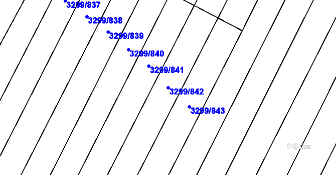 Parcela st. 3299/842 v KÚ Kunovice u Uherského Hradiště, Katastrální mapa