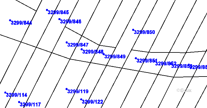 Parcela st. 3299/849 v KÚ Kunovice u Uherského Hradiště, Katastrální mapa