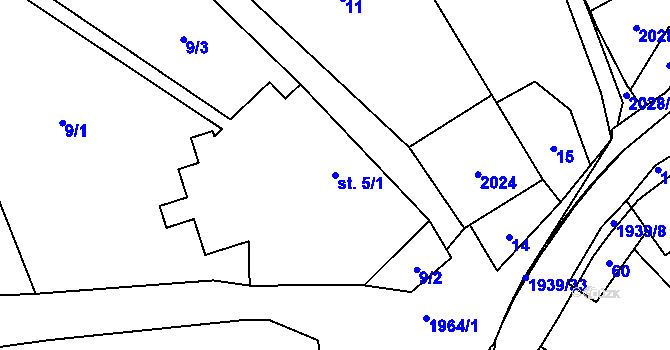 Parcela st. 5/1 v KÚ Kunovice, Katastrální mapa