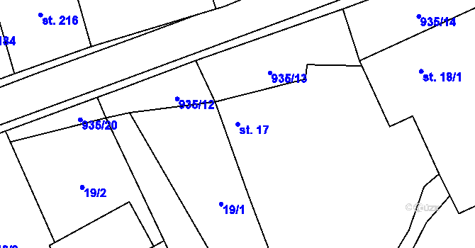 Parcela st. 17 v KÚ Kunovice, Katastrální mapa