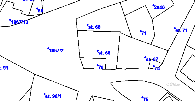 Parcela st. 66 v KÚ Kunovice, Katastrální mapa