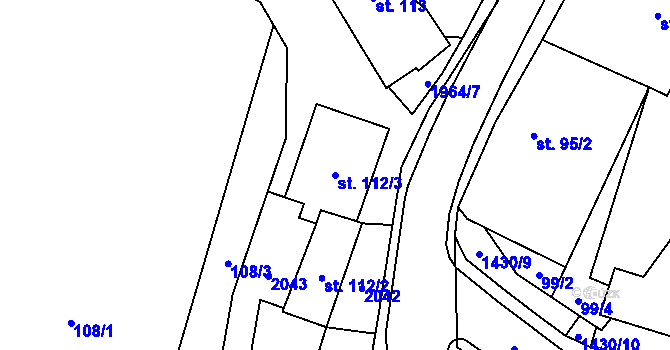 Parcela st. 112/3 v KÚ Kunovice, Katastrální mapa