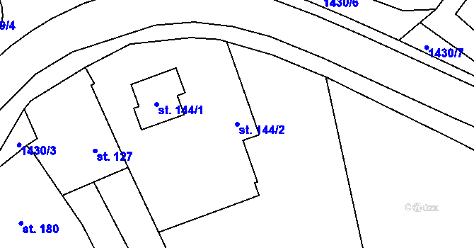 Parcela st. 144/2 v KÚ Kunovice, Katastrální mapa