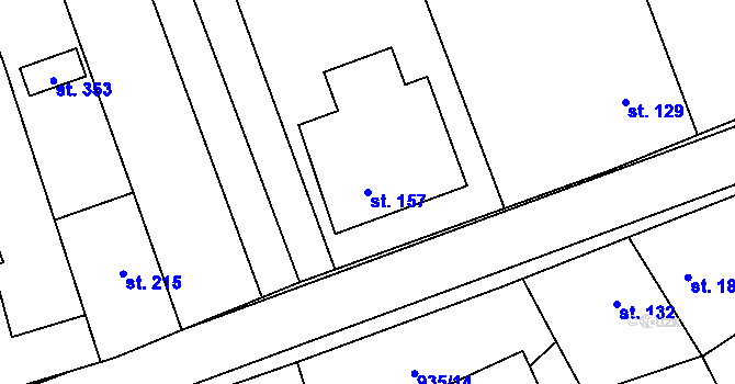 Parcela st. 157 v KÚ Kunovice, Katastrální mapa