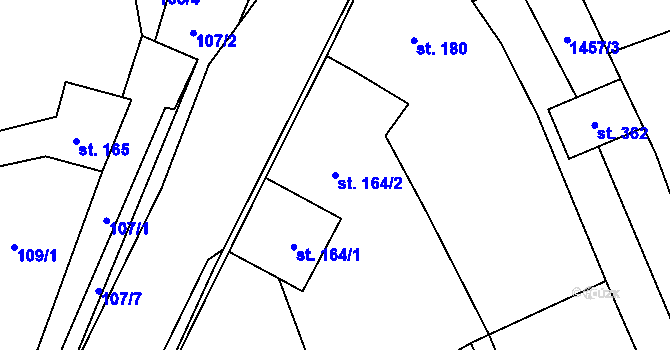 Parcela st. 164/2 v KÚ Kunovice, Katastrální mapa