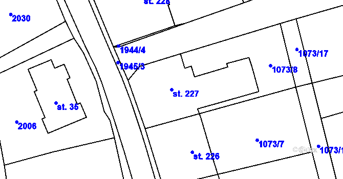 Parcela st. 227 v KÚ Kunovice, Katastrální mapa