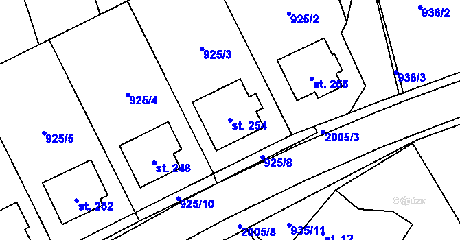 Parcela st. 254 v KÚ Kunovice, Katastrální mapa