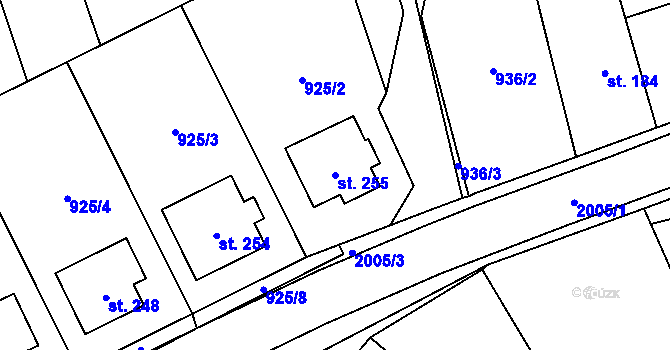 Parcela st. 255 v KÚ Kunovice, Katastrální mapa