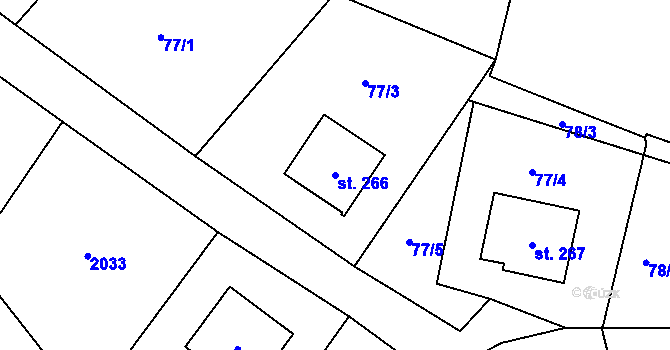 Parcela st. 266 v KÚ Kunovice, Katastrální mapa