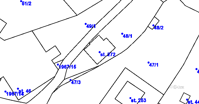 Parcela st. 272 v KÚ Kunovice, Katastrální mapa
