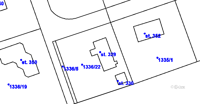 Parcela st. 329 v KÚ Kunovice, Katastrální mapa