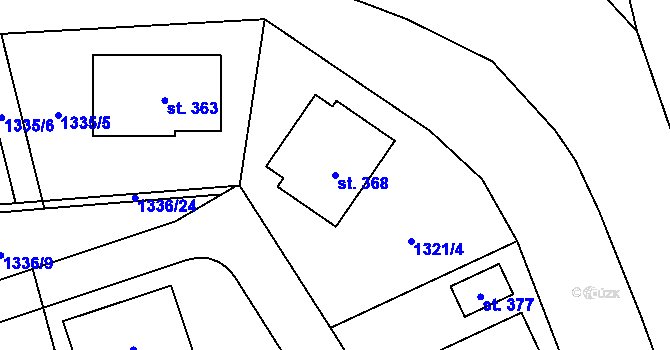 Parcela st. 368 v KÚ Kunovice, Katastrální mapa